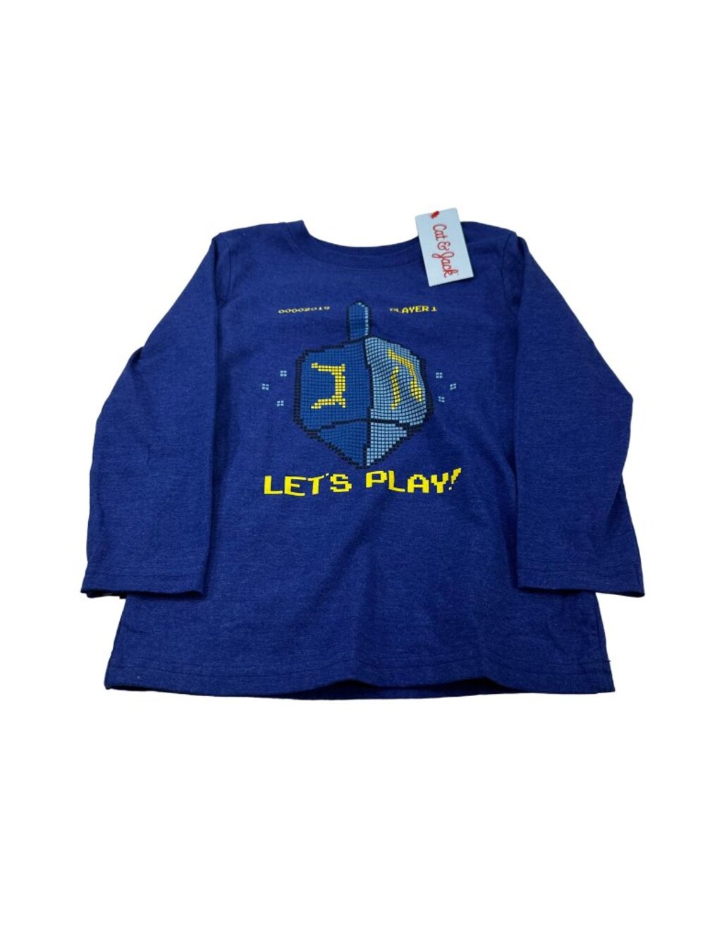 Cat And Jack Boy's Size 4T Tee Shirt Let's Play Long Sleeve Blue New With Tags